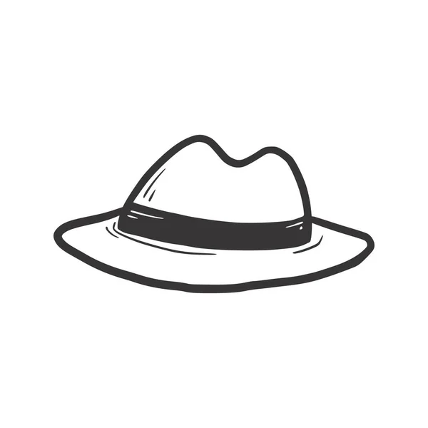 Hat fedora isolated icon. Hand drawn — Stock Vector