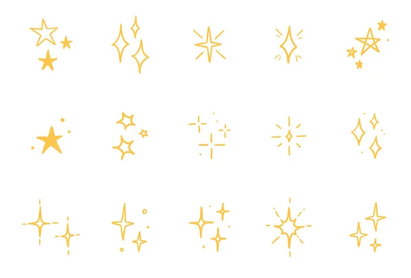 Line star glitter shine of doodle set — Stock Vector