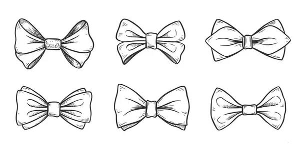 Tie bow doodle sketch. Desenhado à mão —  Vetores de Stock