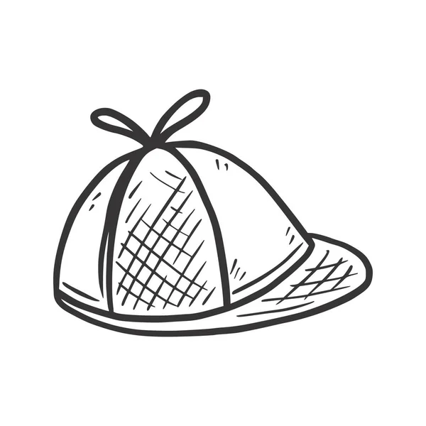 Detective hat icon. Hand drawn — Vetor de Stock