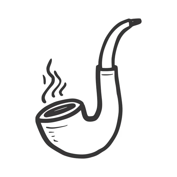 Smoking pipe doodle. Hand drawn — Vetor de Stock