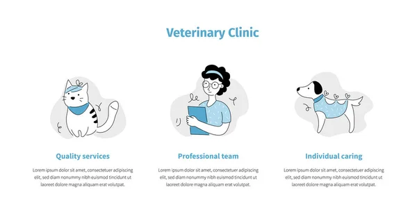 Juego de iconos de línea de clínica veterinaria para mascotas para aplicación móvil — Vector de stock