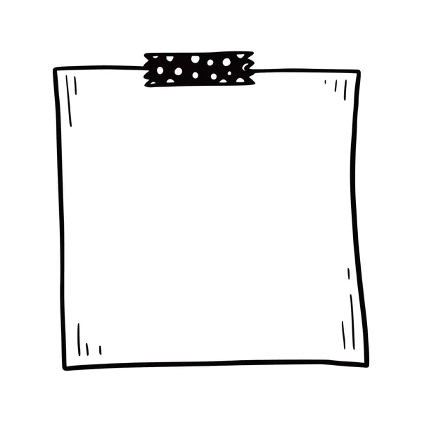 Memo di carta disegnata a mano appiccicoso. Doodle. — Vettoriale Stock