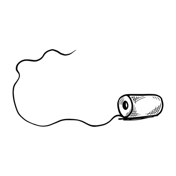 Rouleau de ficelle dessiné à la main avec fil. — Image vectorielle