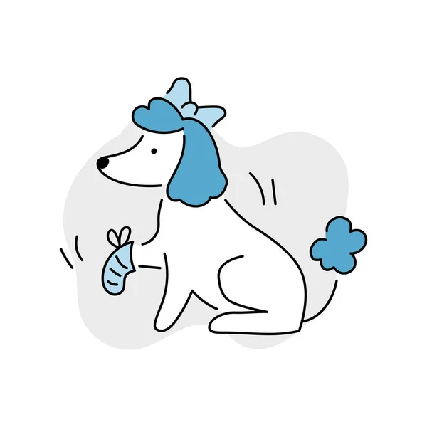 Zieke hond lijn doodle pictogram — Stockvector