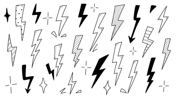 Lightning doodle thunderbolt. Hand drawn