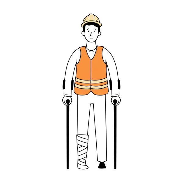 Trabajador con lesión pierna vendaje — Vector de stock