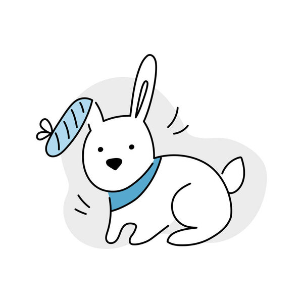 Sick rabbit line doodle icon
