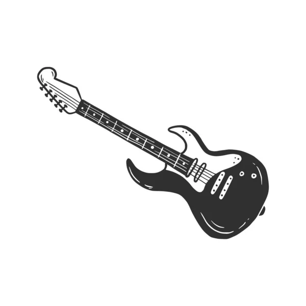 Hand drawn electric guitar. Doodle sketch — Stock Vector