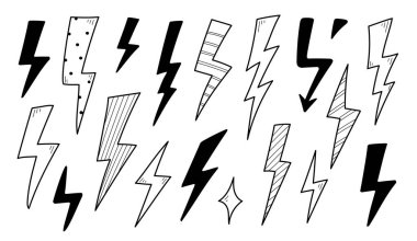 Yıldırım karalama şimşeği. El çizimi