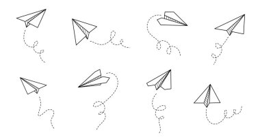 Kağıt uçak vektör simgesi. Çizim özeti