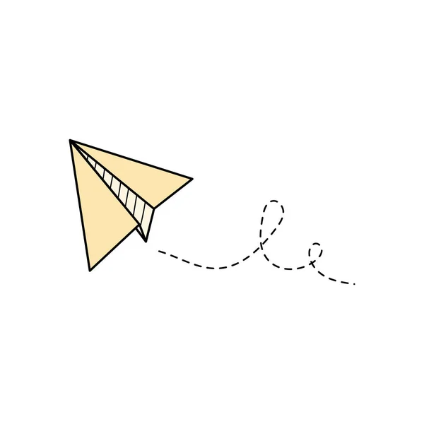 Icono de vector avión de papel. Esquema de Doodle — Vector de stock