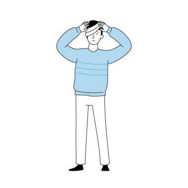 Sargı bezi kafalı yaralı bir adam.