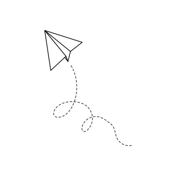 Icono de vector avión de papel. Esquema de Doodle — Vector de stock