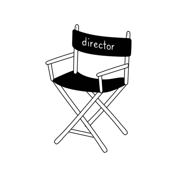 Película director silla doodle línea icono — Vector de stock