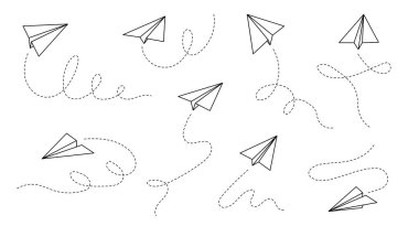 Kağıt uçak vektör simgesi. Çizim özeti