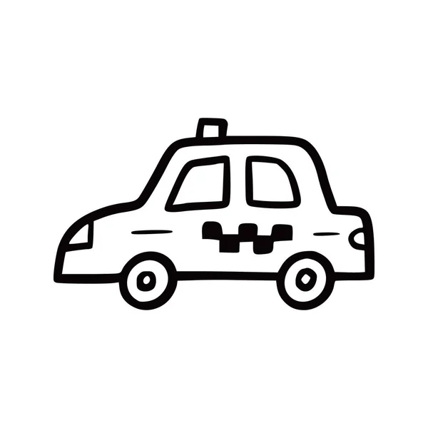 Taxi car. Doodle garabato boceto — Vector de stock