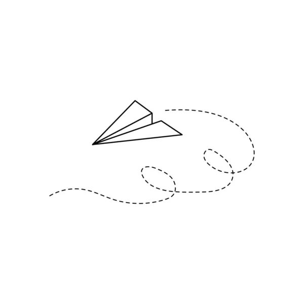 Papír repülőgép vektor ikon. Doodle körvonala — Stock Vector