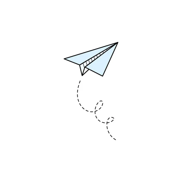 Papierflieger-Vektor-Symbol. Gekritzelte Umrisse — Stockvektor