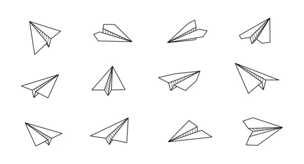 Ícone de vetor de avião de papel. Esboço do doodle — Vetor de Stock