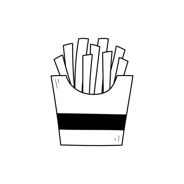 Papas fritas garabato esbozo icono — Vector de stock