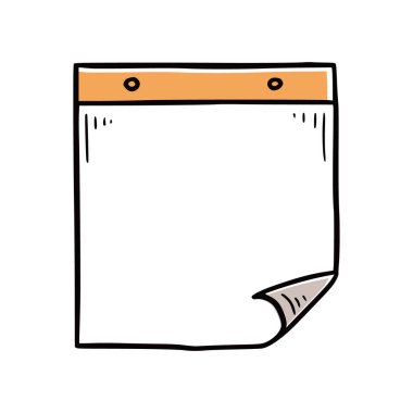 Elle çizilmiş kağıt yapışkan. Çizim stili karalama. Pin uyarısı için kağıt çıkartması, metin. Vektör illüstrasyonu.