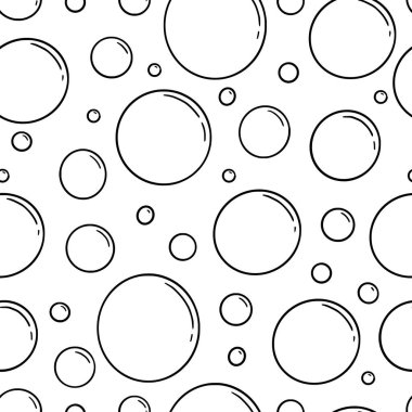Water soap bubble seamless patterndoodle. Hand drawn line sketch style bubble sparkle background. Water drop isolated vector illustration.
