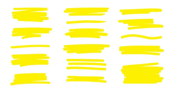 Highlight Underline Brush Yellow Marker Pen Stroke Line Brush Vector — Stock Vector