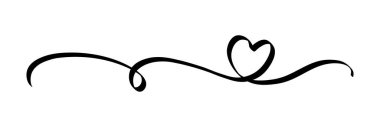 Kalp ve aşk girdap ayırıcı. El çizimi karalama tarzı sınır. Çizgi kalp çizimi vektör çizimi. Aşk ve düğün kavramı.
