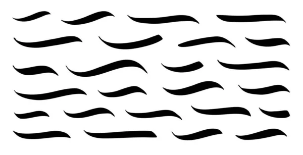 Swoosh Swoosh Unterstreichen Strichsatz Handgezeichnete Strudel Unterstreichen Das Kalligrafische Element — Stockvektor