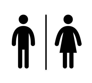 Tuvalet resimli resim ikonu. Kadın, erkek figürlü tuvalet, tuvalet, tuvalet wc ikonu. Erkek, kız sembolü tuvalet kapısı etiketi. Vektör illüstrasyonu.