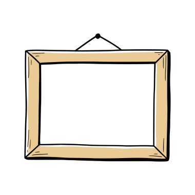 El çizimi kağıt çıkartması, fotoğraf çerçevesi, resim çerçevesi. Çizim stili karalama. Dikdörtgen şekilli bir çerçeve. Vektör illüstrasyonu.