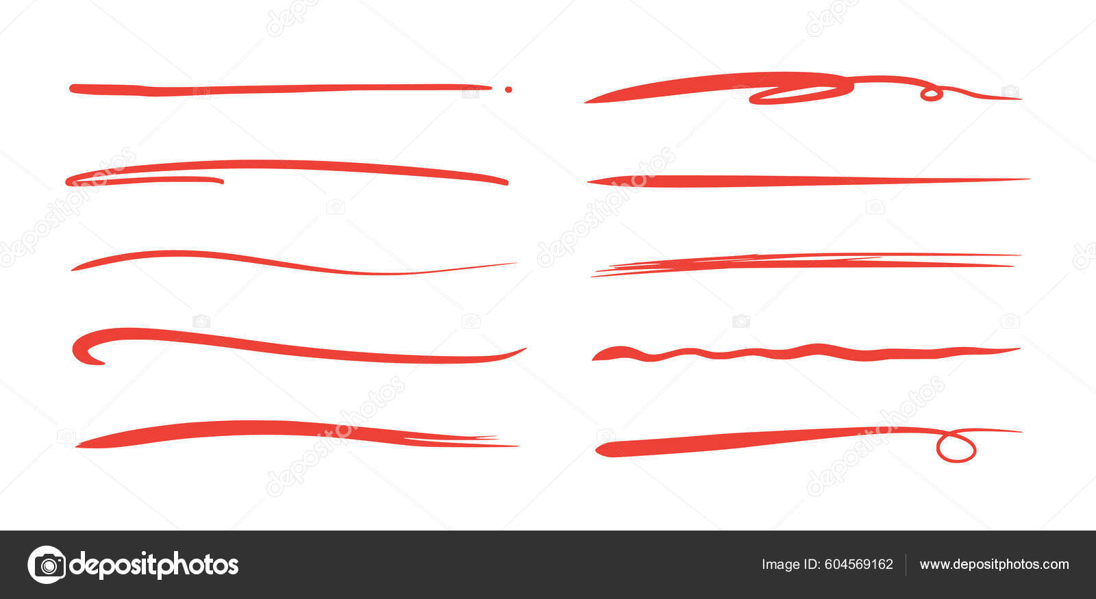 Red Brush Stroke Underline Marker Pen Highlight Stroke Vector Swoosh