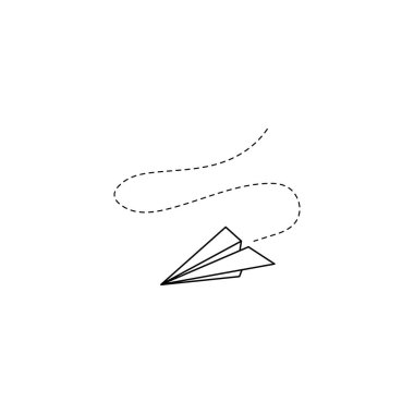 Kağıt uçak vektör simgesi. Karalama çizgisi tarzı kağıt uçak. Basit origami uçak elementi. Çizim karalama vektörü illüstrasyonu.