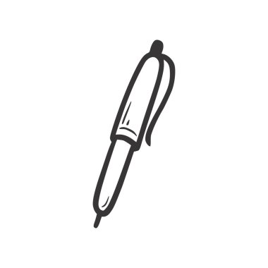 Pen isolated icon. Hand drawn doodle sketch style. Drawing line simple stationary pen. Isolated vector illustration.