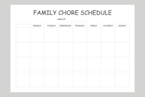 Family Chore Chart Schedule Planner Printable Kids — Stock Vector