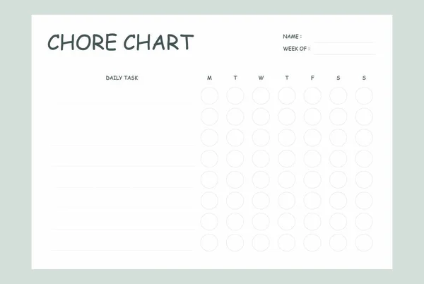 Family Chore Chart Simple Schedule Kids — Stock Vector