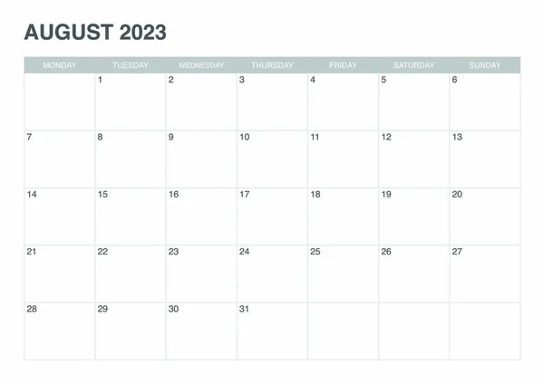 Takvim Ağustos 2023, basit tasarım