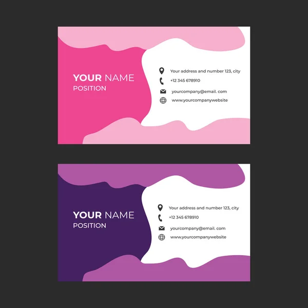 Tarjeta Visita Las Mujeres Con Color Rosa Púrpura — Vector de stock