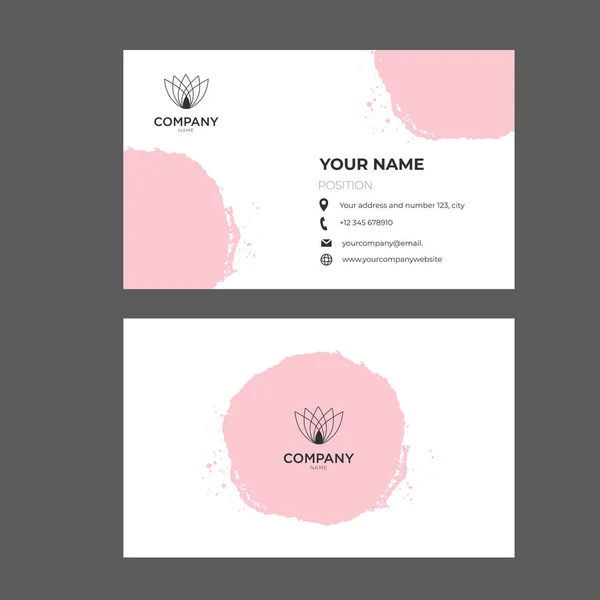 Tarjeta Visita Rosa Femenina Elegante — Vector de stock