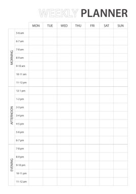 Weekly planner with time schedule