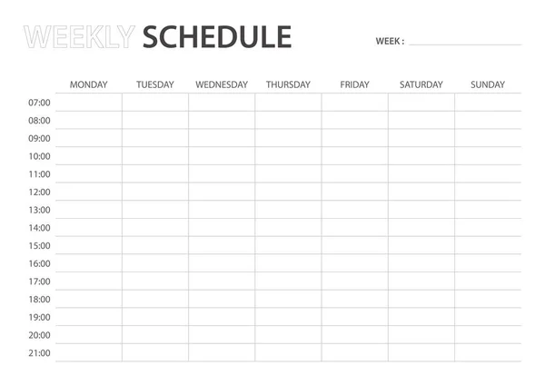 Simple Weekly Schedule Start Monday — Stock Vector