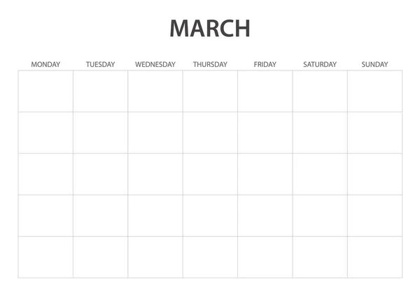March Monthly Blank Takvimi yazdırılabilir