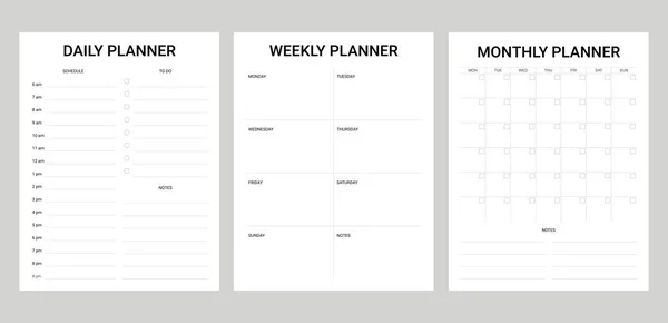 Einfacher Setplaner Für Tages Wochen Und Monatsdruck — Stockvektor