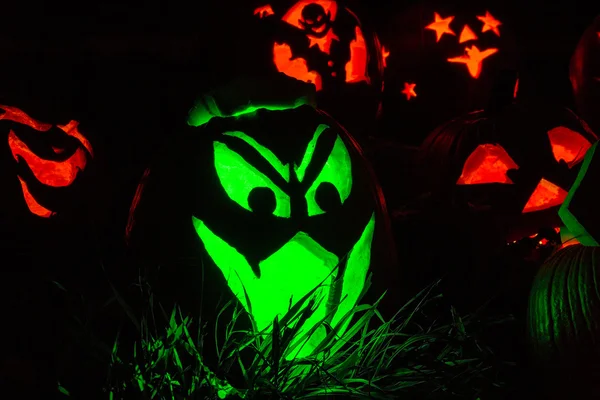 Lighted Halloween Pumpkins — Stock Photo, Image