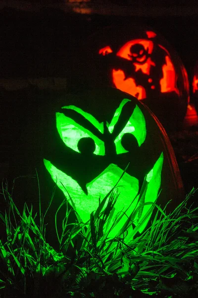 Lighted Halloween Pumpkins — Stock Photo, Image