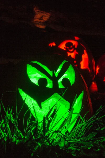 Lighted Halloween Pumpkins — Stock Photo, Image