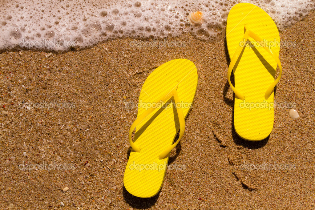 bright yellow flip flops