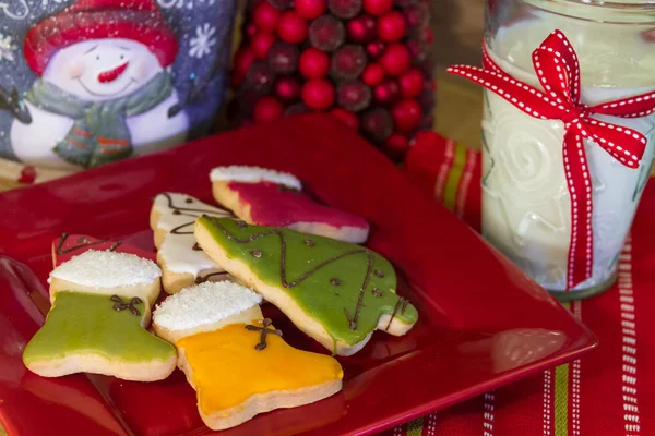 Pliki cookie dla santa w kolorze czerwonym — Zdjęcie stockowe