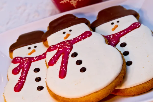 Snögubbe cookies — Stockfoto